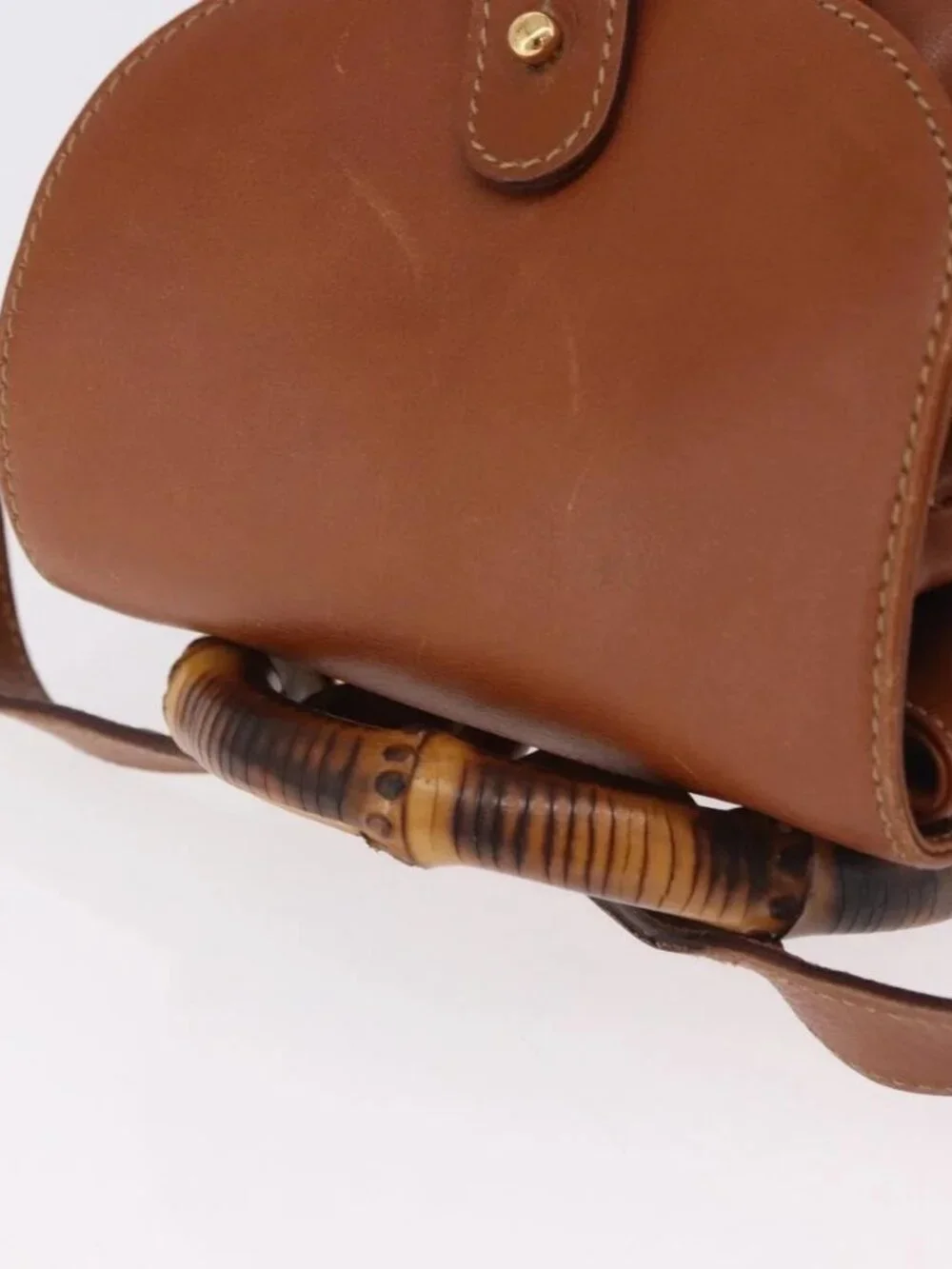 GUCCI Bamboo Backpack Leather Brown Gold 003 2058 0030 Auth ka4930